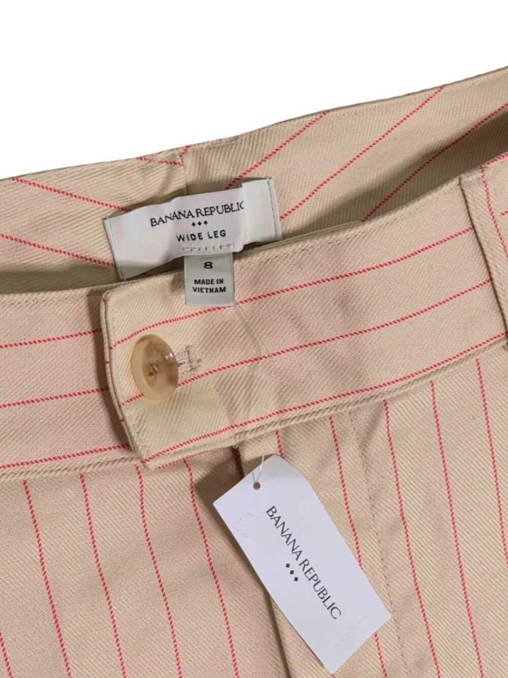 NWT Banana Republic Pinstripe/Twill Wide Leg High Rise Pants (SKU#2147) - Picture 6 of 8
